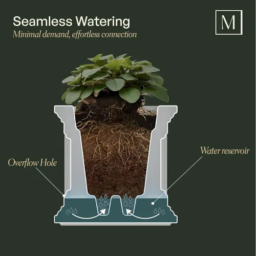 Miniatura 2 de Mayne Fairfield - Maceta con ventana de 2 pies, con riego automático, resistente a la intemperie para flores, diseño duradero para uso en Negro