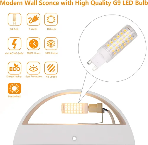 Miniatura 3 de Aipsun Aplique de pared de aluminio moderno LED para interiores, luces de pared interiores, 1 paquete, lámpara de montaje en pared con cable, luz
