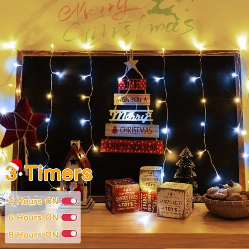 Miniatura 7 de Ollny Luces de carámbano de 504 LED/41 pies, blancas cálidas y frías, con control remoto, 8 modos, temporizadores, impermeables, colgantes