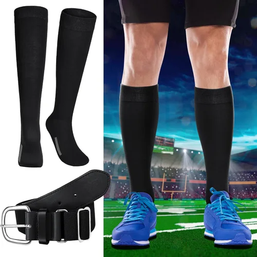 Miniatura 4 de Haysandy Juego de 3 calcetines y cinturón de béisbol o sóftbol con cinturón de béisbol para niños, niñas, jóvenes y adultos