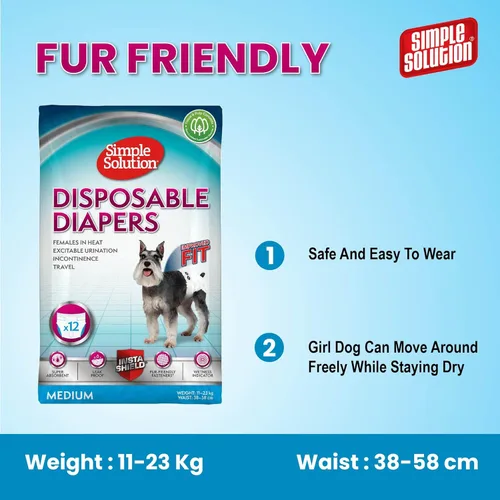 Miniatura 7 de Simple Solution Pañales para perros desechables, 12 unidades, M