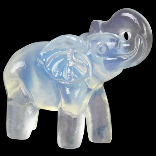 Miniatura 8 de Escultura de elefante de cristal de obsidiana negra de 2 pulgadas, hecha a mano, piedra curativa, figura de animal, decoración espiritual