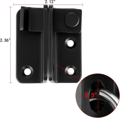 Miniatura 2 de INIRET 2 paquetes de pestillos abatibles, 60 mm x 54 mm, candado de puerta de granja de acero inoxidable negro engrosado y resistente, pestillo
