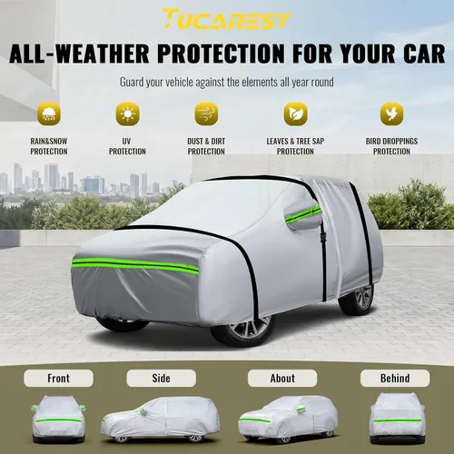 Miniatura 4 de TUCAREST - Funda de auto completa de 6 capas de alta calidad, diseño de cremallera de carcasa dura, impermeable, resistente a la intemperie