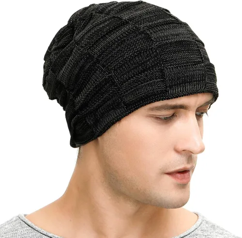 Miniatura 4 de Vgogfly Slouchy Beanie for Men Winter Hats for Guys Cool Beanies Mens Lined Knit Warm Thick Skully Stocking Binie Hat