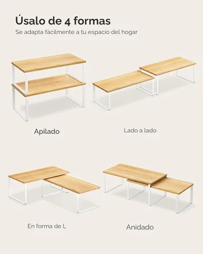 Miniatura 7 de SONGMICS Estante organizador de gabinete, juego de 4 estantes de encimera de cocina, almacenamiento de cocina, estante de especias, apilable