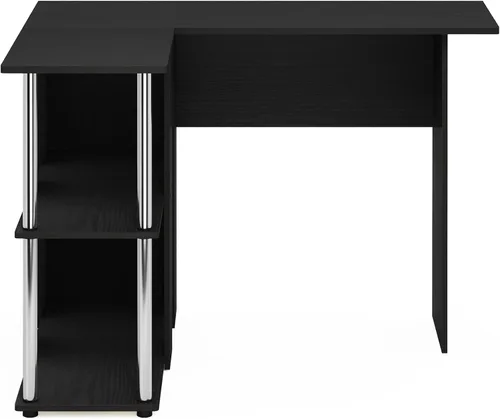 Miniatura 6 de Furinno Abbott - Escritorio en forma de L con estantería, color americano/cromado Americano/Cromo