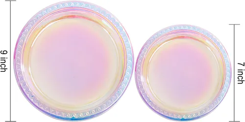 Miniatura 2 de Supernal 120 platos de plástico iridiscente brillante, platos desechables para fiestas, día de San Valentín, día de la madre y Pascua, platos