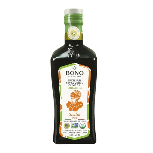 Aceite de oliva extra virgen siciliano Bono | Orgánico | Sicilia IGP | 100% aceite de oliva extra virgen italiano, 16.9 onzas líquidas