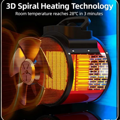 Miniatura 6 de Potente cañón de calefacción portátil para garaje, incluye adaptador de 3 clavijas de EE. UU., calentador rápido de 2000 W-3000 W