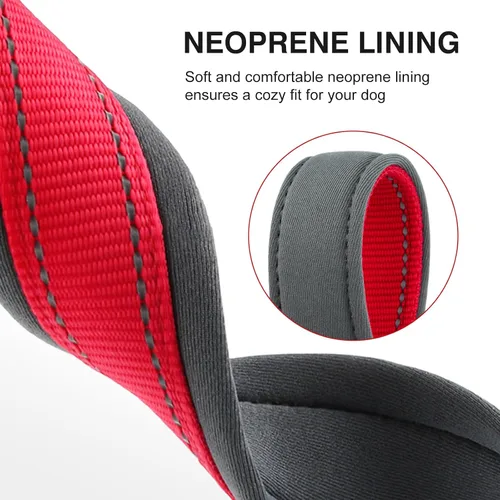 Miniatura 2 de Collar de perro personalizado de nailon con nombre y teléfono bordados, tira reflectante, forro de neopreno suave, hebilla de metal duradera, correa