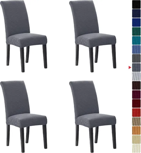 Miniatura 61 de Juego de 6 fundas elásticas para sillas de comedor, fundas para sillas de comedor lavables y removibles, fundas para sillas de comedor protectoras