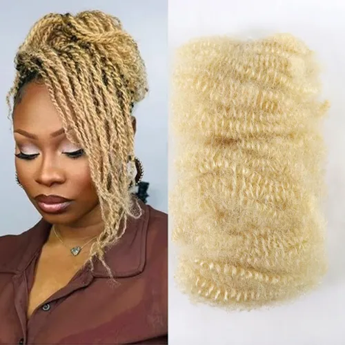 Miniatura 11 de HAPPY&CC Afro Kinkys - Extensiones de cabello humano a granel para extensiones de rastas de 10 pulgadas, 1.76 onzas, #4, color marrón degradado a