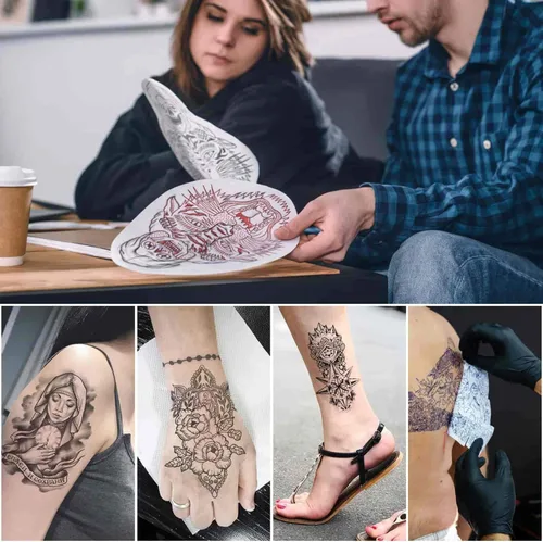 Miniatura 7 de 100 hojas de papel de transferencia de tatuajes, kit de plantillas de tatuaje 8 1/4 "x 11 3/4