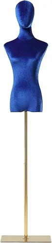 Miniatura 16 de Torso de maniquí de forma de vestido femenino, altura del cuerpo del maniquí de terciopelo ajustable, con brazo de madera maciza y base de metal