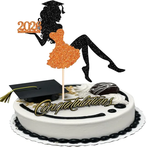 Miniatura 14 de 1 paquete de decoración para tarta de graduación para niña, con purpurina, para diploma, decoración para adultos mayores 2026, para niñas, escuela