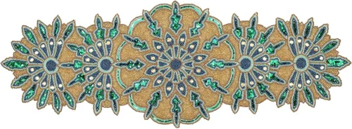 Miniatura 10 de Camino de mesa con cuentas de hojas verdes de 36 pulgadas de largo - Hermoso, elegante y sofisticado corredor decorativo brillante perfecto