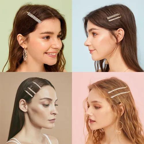 Miniatura 3 de 12 pinzas para el pelo de novia con diamantes de imitación, horquillas de aleación de diamantes de imitación, pinzas de pelo de cristal, pasador