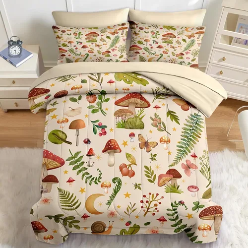 Miniatura 12 de Nesker Juego de edredón de primavera de 5 piezas, tamaño individual, juego de ropa de cama floral con mariposas para niños y adultos, juego