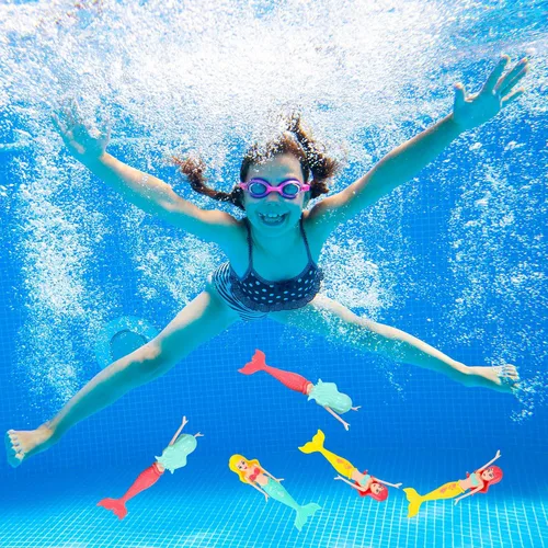 Miniatura 5 de CHENGU Paquete de 6 muñecas de sirena de 5.5 pulgadas, juguetes de piscina de sirena, juguetes de buceo en agua en varios colores de plástico