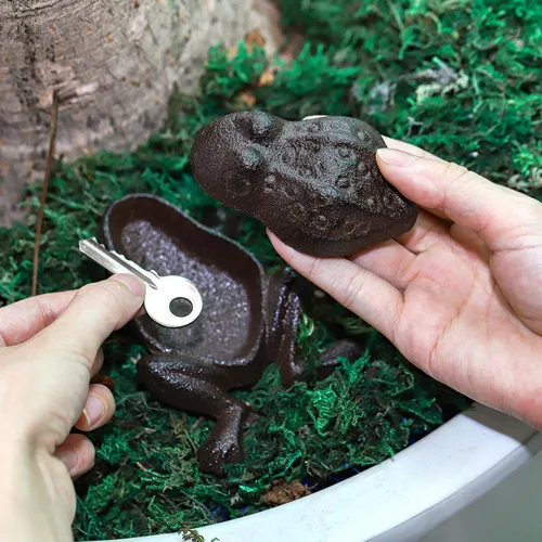 Miniatura 5 de WUWEOT Juego de 3 llaves de hierro fundido para exteriores, soporte para llaves de repuesto para exteriores, ocultador secreto de una llave