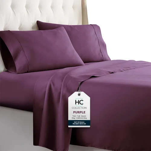 Miniatura 18 de HC COLLECTION Sábanas de cama California King, Hotel Luxury Platinum Serie 1800, sábana encimera de microfibra cepillada, sábana bajera de bolsillo