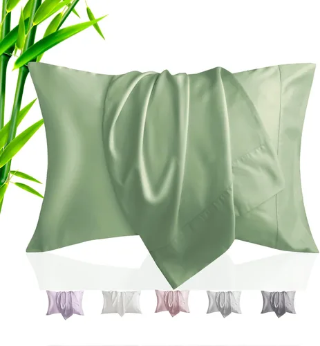 Miniatura 21 de Fundas de Almohada Tamaño Queen Paquete de 2, Fundas de Almohada de Rayón de Bambú Refrescantes con Cierre de Sobre, Fundas de Almohada Frescas