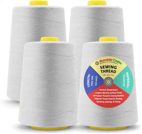 Miniatura 131 de Mandala Crafts 4 Pack of Serger Threads Cones Spools - 20S/2 24000 Yards Polyester Baby Blue Threads for Sergers Machine and Overlock Quilting