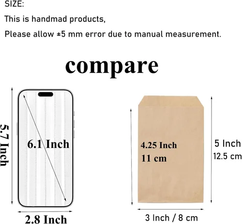 Miniatura 2 de Tendwarm 100 bolsas de papel kraft de tamaño pequeño de 3 x 5 pulgadas, tamaño pequeño, color marrón, bolsa de regalo plana para fiestas, bodas