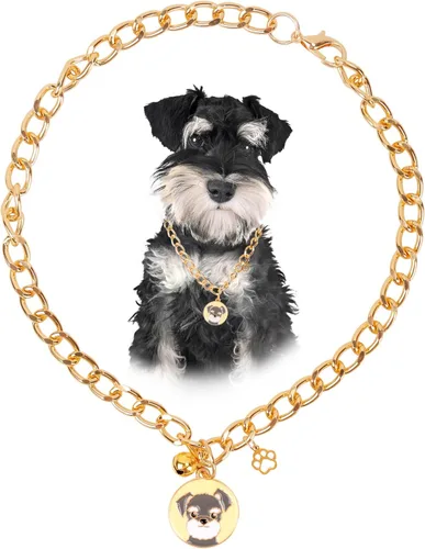 Miniatura 16 de HOWWFALY Collar para Perro y Cadena Collar para Gato de Acero Inoxidable Ajustable Collar en Forma de Corazón de Oro 18K para Mascotas Pequeñas
