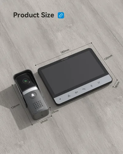 Miniatura 3 de TMEZON Sistema de intercomunicador con vídeo con cable, timbre de puerta de vídeo de 7 pulgadas con soporte de visión nocturna, desbloqueo remoto