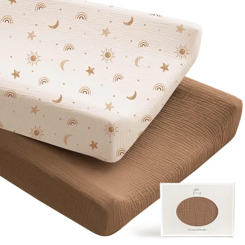 Miniatura 13 de Konssy Paquete de 2 fundas de muselina para cambiador de pañales para niños, ultra suaves y transpirables, de algodón, para cambiador de pañales