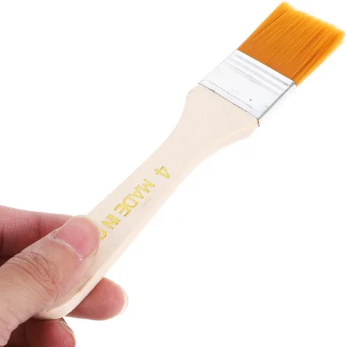 Miniatura 7 de EXCEART Juego de 12 pinceles de pintura para niños, mango de madera de nailon plano para pintura al óleo, suministros de arte para fregar la pared