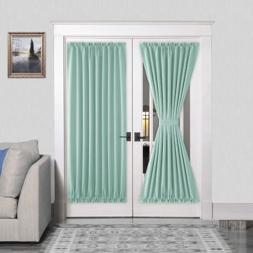 Miniatura 180 de DWCN Cortinas para puerta francesa: cortina térmica con bolsillo para barra para puertas con ventana de vidrio, puertas de cocina y patio