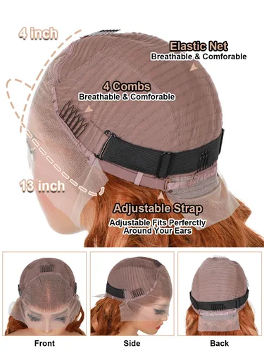 Miniatura 7 de Domiso Pelucas de cabello humano sin pegamento, precortadas previamente cortadas, con encaje frontal de 13 x 4, pelucas de cabello humano marrón a