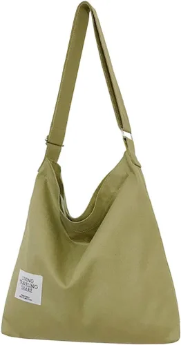 Miniatura 151 de Covelin - Bolsa de hombro informal de lona para mujer, estilo bohemio y retro, bolsa de mano, bolso cruzado, tamaño grande