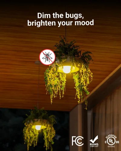Miniatura 7 de Sunco - Paquete de 6 bombillas amarillas para exteriores A19, luces LED de insectos para exteriores del anochecer al amanecer, 480 LM, 9W, 2000K