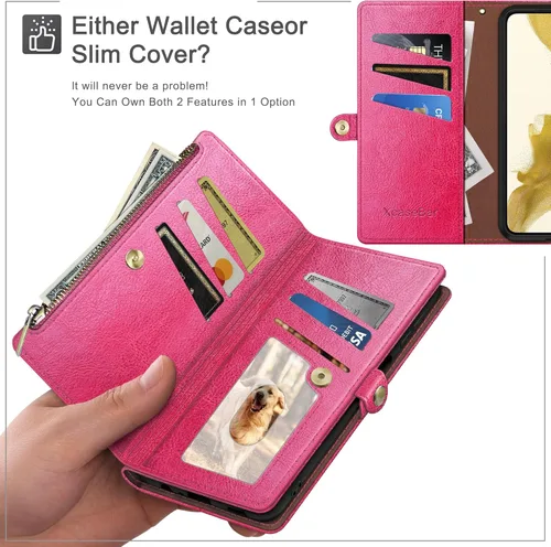 Miniatura 3 de XcaseBar Funda tipo cartera para Samsung Galaxy Note 10 Plus con cremallera y tarjetero de crédito con bloqueo RFID, funda de piel sintética