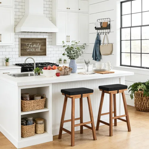 Miniatura 6 de Tromlycs Cojín rectangular para taburete de bar, funda de cojín rectangular con lazos para correa, 18 x 9.5 pulgadas, 1 unidad, color negro
