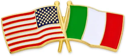 Miniatura 129 de PinMart Pin de solapa esmaltado con bandera de la amistad cruzada de Estados Unidos y el mundo