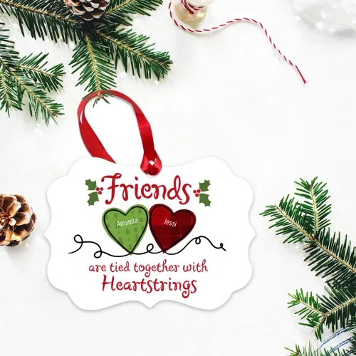 Miniatura 3 de Gossby Adorno de Navidad personalizado con texto en inglés «Friends», regalo de Navidad personalizado para mujeres con nombres, adorno de mejor
