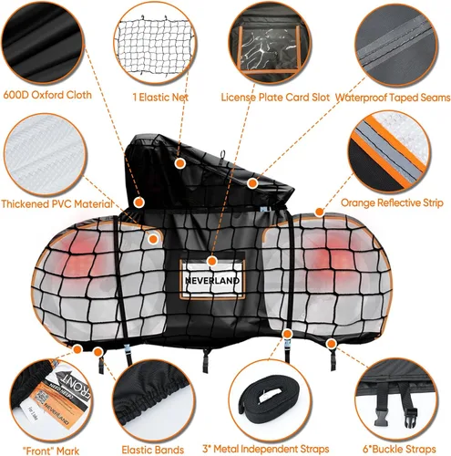 Miniatura 4 de NEVERLAND Funda para Bicicleta para Transporte en Portabicicletas - Funda Resistente 600D para Portabicicletas para 1 Bicicleta, Cubierta