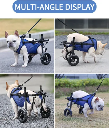Miniatura 9 de Silla de ruedas ajustable para perros pequeños para patas traseras, rueda texturizada mejorada de 5.5 pulgadas, mascotas discapacitadas, soporte