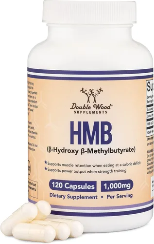 Double Wood Supplements Suplemento HMB, probado por terceros, sin OMG, sin gluten, 120 cápsulas, 1000 mg por porción, 500 mg por cápsula