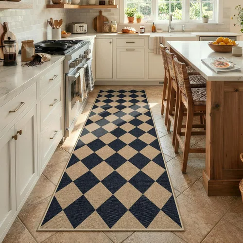 Miniatura 36 de Lahome Alfombra de yute a cuadros fácil 2'x3', alfombra pequeña para entrada, antideslizante, alfombra para la puerta delantera de la cocina