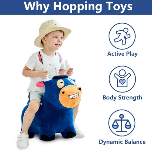 Miniatura 2 de iPlay, iLearn Bouncy Pals Toro Saltarín, Saltador de Animales Inflable de Felpa, Juguetes de Salto y Saltarines para Montar en Interiores
