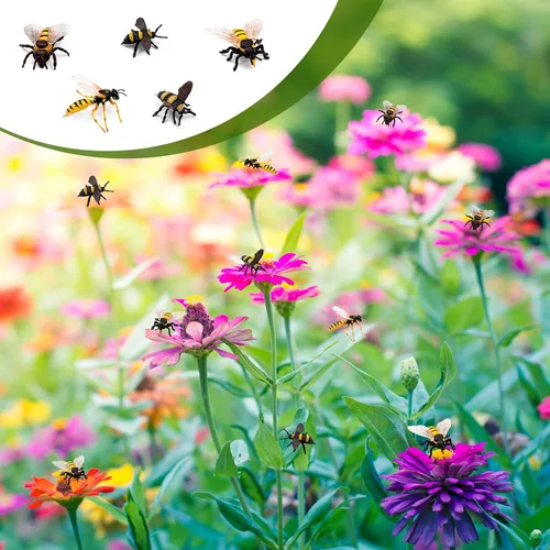 Miniatura 5 de RoundFunny Juego de 20 figuras de abeja de miel realistas, varios modelos de abejas, abejas falsas, colección educativa temprana de criaturas