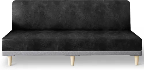 Miniatura 46 de molasofa - Funda elástica para futón de aspecto de cuero, cubierta para sofá sin brazos, protector de muebles con parte inferior elástica, funda