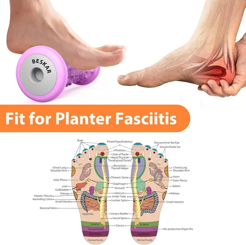 Miniatura 3 de BESKAR Rodillo de masaje para pies para alivio de la fascitis plantar, rodillo portátil para pies para masaje profundo de tejido muscular, dolor