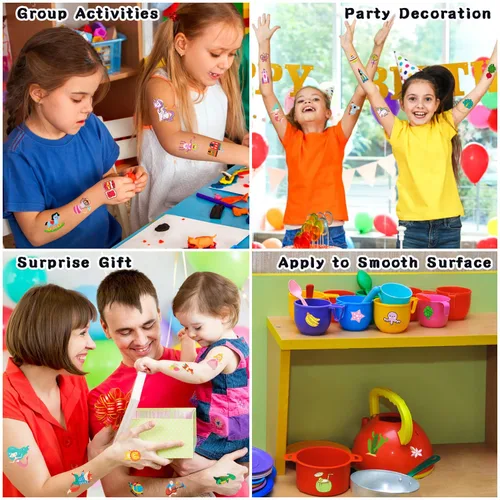 Miniatura 6 de Partywind 100 hojas (1150 estilos), tatuajes temporales para niños, rellenos de bolsas de golosinas, calcomanías de tatuaje falsas para niños